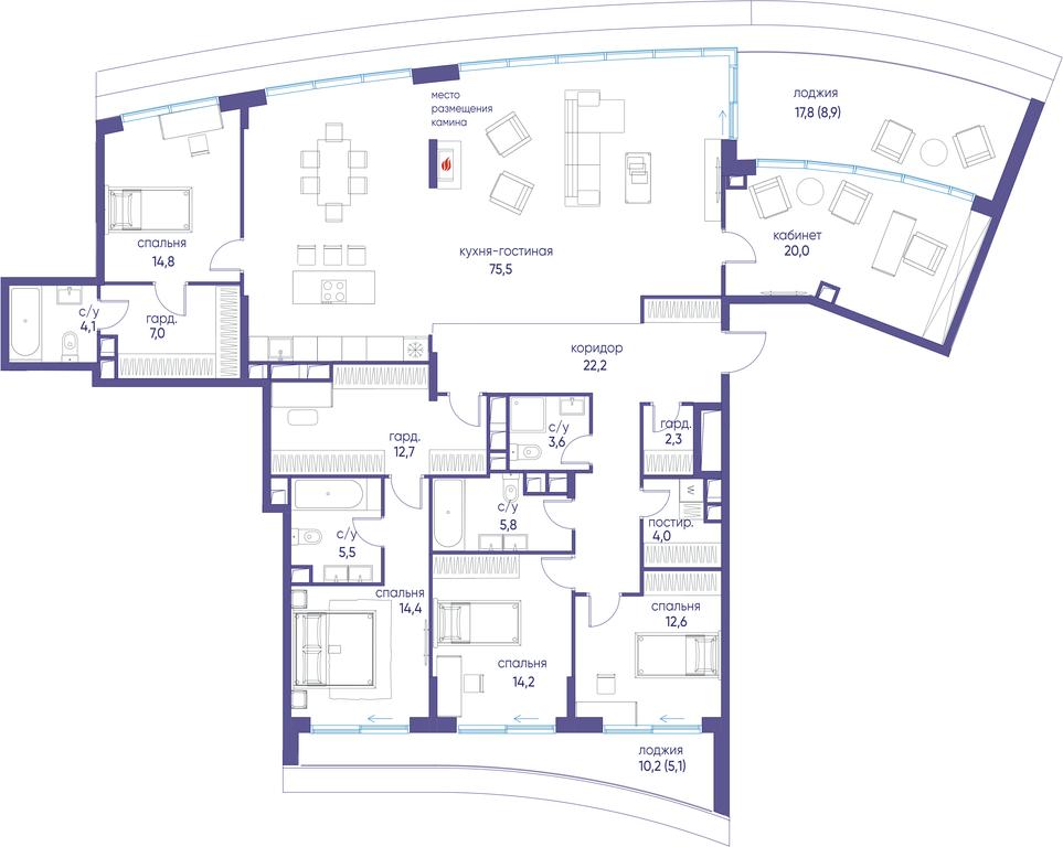 6-BD Apartment Sale, 232.1 sq. m. at Ostrov, Nizhnye Mnyovniki Street, 37Ас4, Moscow, Russia #1 6-BD Apartment Sale, 232.1 sq. m. at Ostrov, Nizhnye Mnyovniki Street, 37Ас4, Moscow, Russia #1