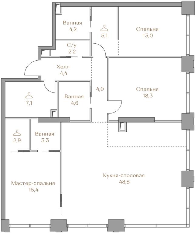 3-BD Apartment Sale, 133.3 sq. m. at Luzhniki Collection, Luzhnetskaya Embankment, 2/4с17, Moscow, Russia #1