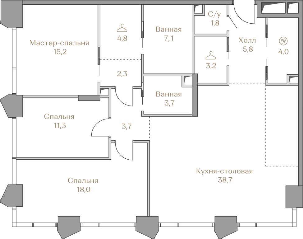 3-BD Apartment Sale, 119.6 sq. m. at Luzhniki Collection, Luzhnetskaya Embankment, 2/4с17, Moscow, Russia #1