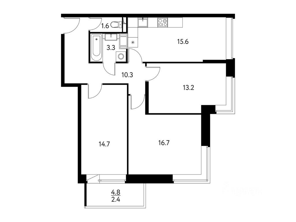 2-BD Apartment Sale, 77.78平方米 at Solnechny Park, zhiloy kompleks Solnechny park, Schyolkovo, Moscow Region, Russia #1 2-BD Apartment Sale, 77.78平方米 at Solnechny Park, zhiloy kompleks Solnechny park, Schyolkovo, Moscow Region, Russia #1