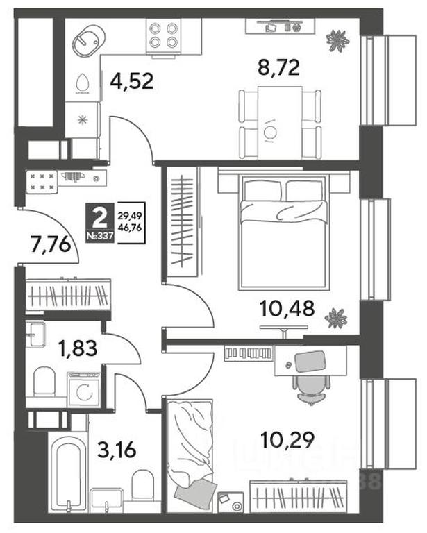 1-BD Apartment Sale, 46.76平方米 at Publitsist, ulitsa Zelyonaya Roshcha, Pushkino, Moscow Region, Russia #1 1-BD Apartment Sale, 46.76平方米 at Publitsist, ulitsa Zelyonaya Roshcha, Pushkino, Moscow Region, Russia #1