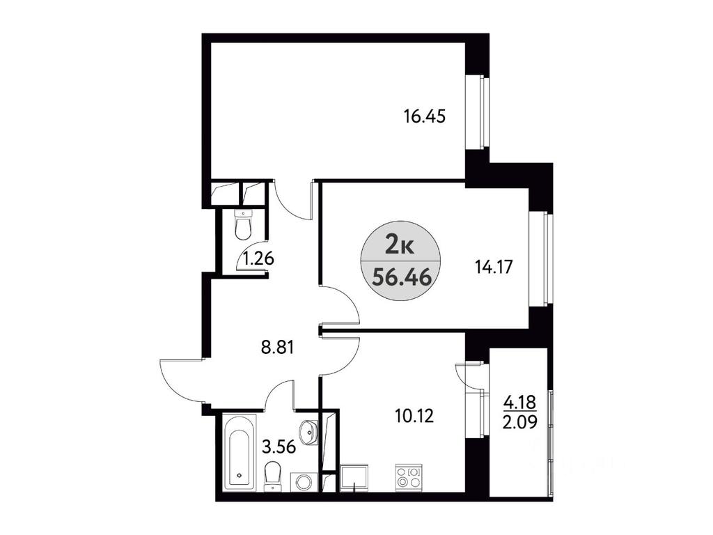 1-BD Apartment Sale, 56.46平方米 at Solnechnaya dolina, Fryanovskoye shosse, 64к1, Schyolkovo, Moscow Region, Russia #1 1-BD Apartment Sale, 56.46平方米 at Solnechnaya dolina, Fryanovskoye shosse, 64к1, Schyolkovo, Moscow Region, Russia #1