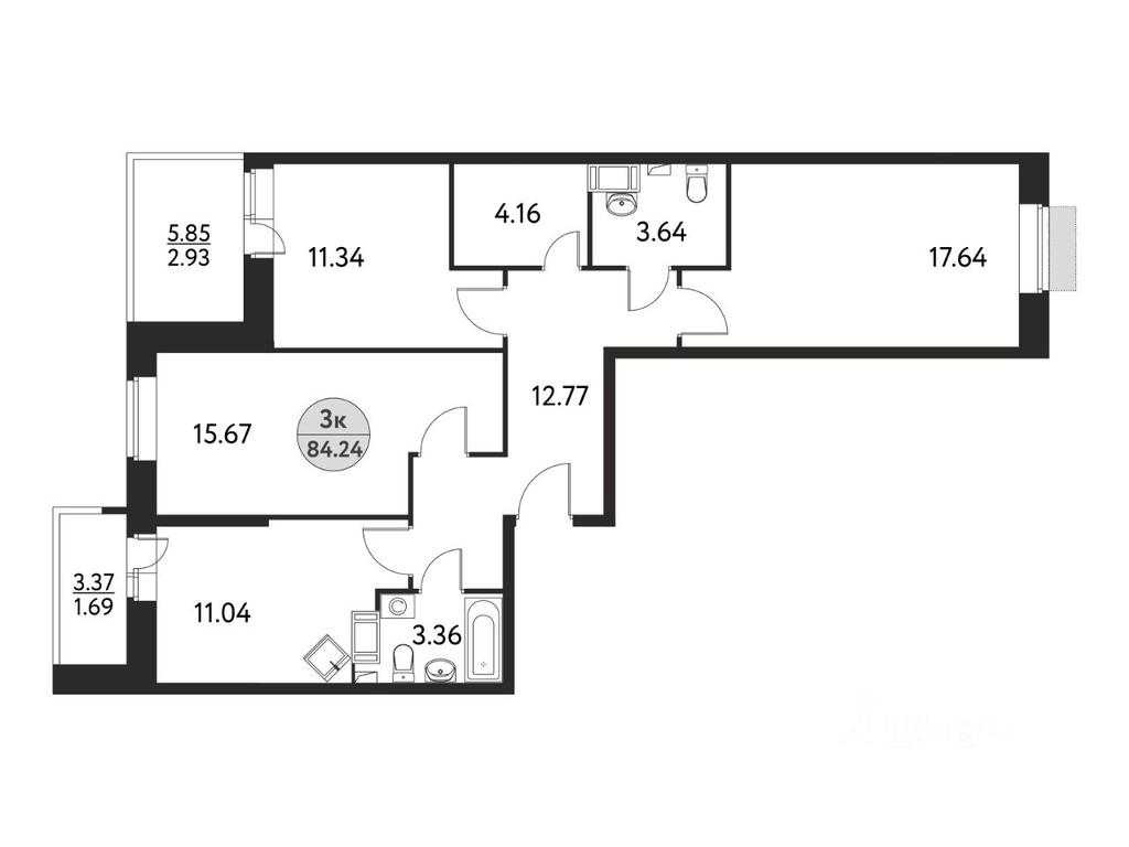 2-BD Apartment Sale, 84.24 sq. m. at Dom na Sirenevoy, Polevaya ulitsa, Schyolkovo, Moscow Region, Russia #1 2-BD Apartment Sale, 84.24 sq. m. at Dom na Sirenevoy, Polevaya ulitsa, Schyolkovo, Moscow Region, Russia #1