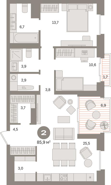 2-BD Apartment Sale, 85.9 sq. m. at Kvartal «MONS», Ogorodny Drive, Moscow, Russia #1 2-BD Apartment Sale, 85.9 sq. m. at Kvartal «MONS», Ogorodny Drive, Moscow, Russia #1