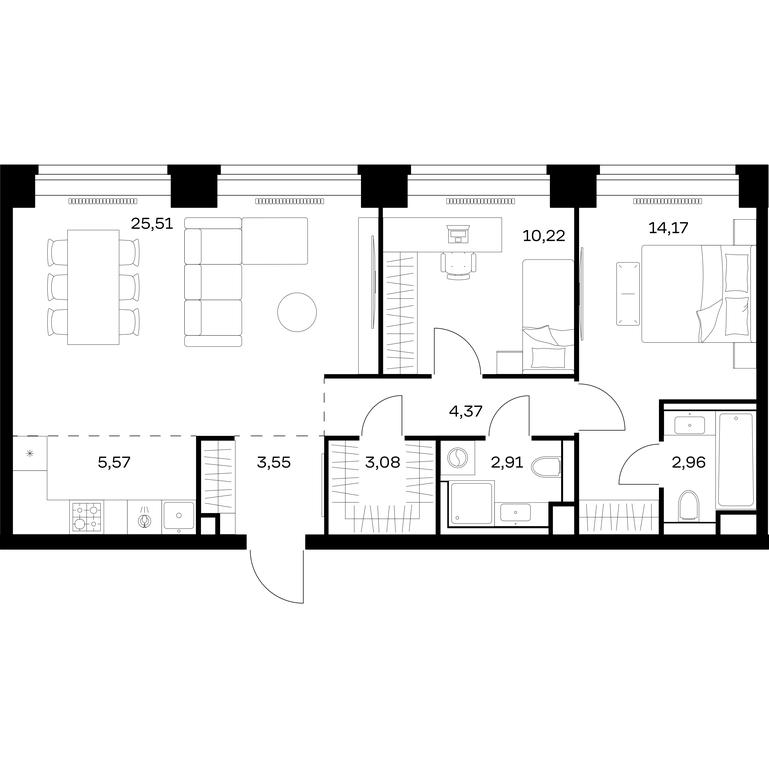 1-BD Apartment Sale, 72.34 sq. m. at Nova, Bratyev Fonchenko Street, вл21, Moscow, Russia #1 1-BD Apartment Sale, 72.34 sq. m. at Nova, Bratyev Fonchenko Street, вл21, Moscow, Russia #1