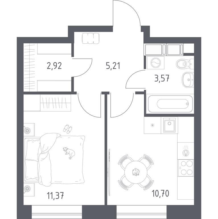 Apartment Sale, 33.77 sq. m. at Tsvetochnye Poliany, kvartal № 23, Filimonkovskoye Municipal Formation, Moscow, Russia #1