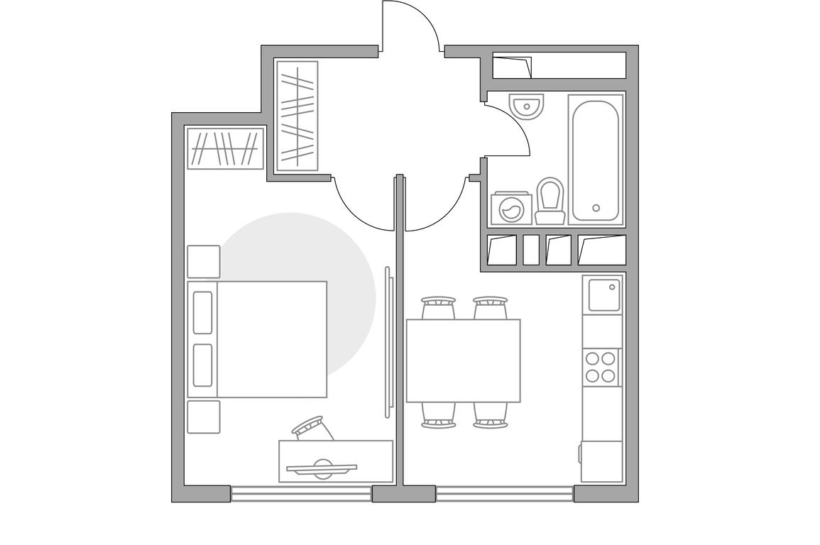 1-BD Apartment Sale, 29平方米 at Brigantina, Parkovaya ulitsa, 50к1, Dolgoprudny, Moscow Region, Russia #1
