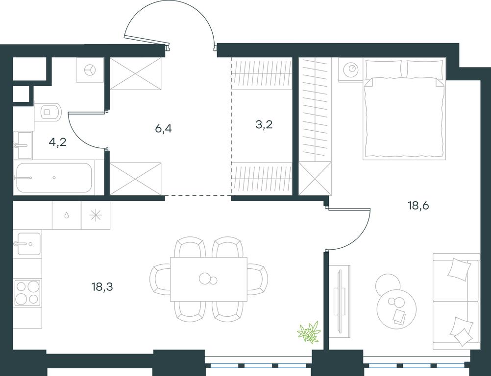 Apartment Sale, 50.7 sq. m. at Level Yzhnoportovaya, Yuzhnoportovaya Street, 28Ас17, Moscow, Russia #1