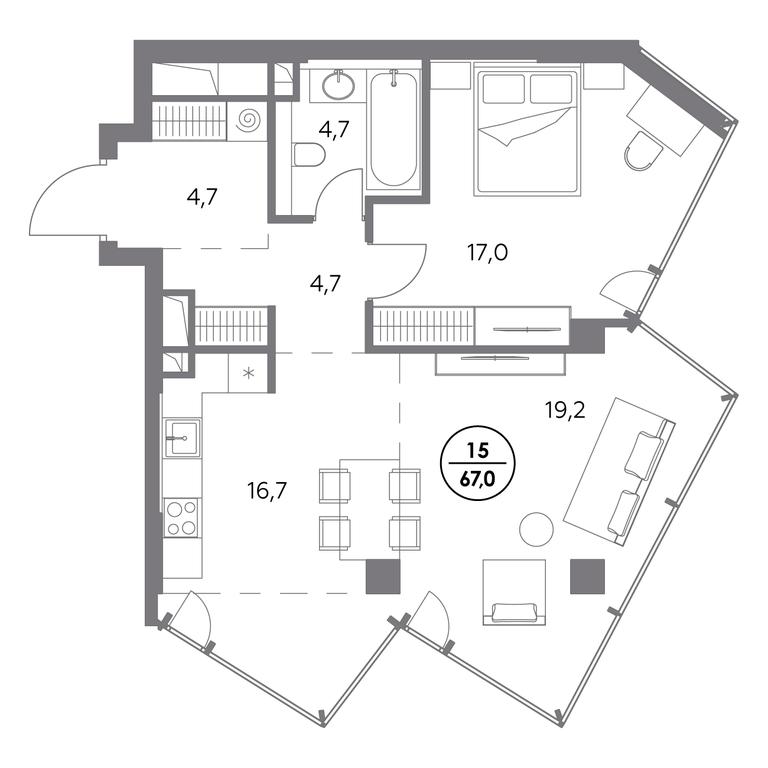2-BD Apartment Sale, 67 sq. m. at Monblan, Shlyuzovaya Embankment, 2/1с1, Moscow, Russia #1 2-BD Apartment Sale, 67 sq. m. at Monblan, Shlyuzovaya Embankment, 2/1с1, Moscow, Russia #1