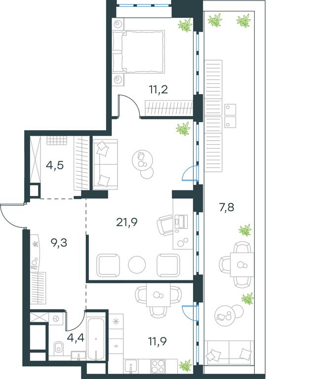 1-BD Apartment Sale, 68.1平方米 at Level Yzhnoportovaya, Yuzhnoportovaya Street, 28Ас17, Moscow, Russia #1