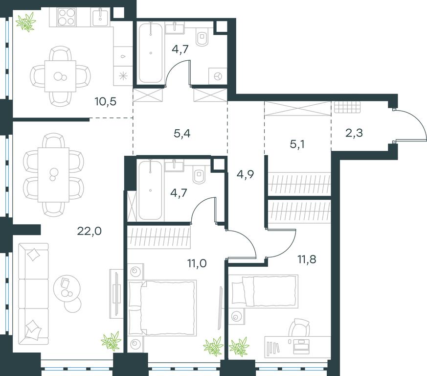 2-BD Apartment Sale, 82.4平方米 at Level Yzhnoportovaya, Yuzhnoportovaya Street, 28Ас17, Moscow, Russia #1 2-BD Apartment Sale, 82.4平方米 at Level Yzhnoportovaya, Yuzhnoportovaya Street, 28Ас17, Moscow, Russia #1