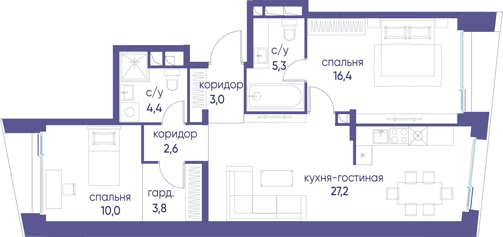 2-BD Apartment Sale, 72.7 sq. m. at Ostrov, Nizhnye Mnyovniki Street, 37Ас4, Moscow, Russia #1