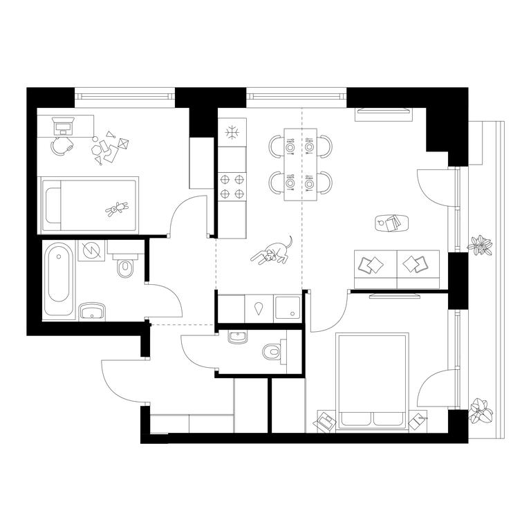 2-BD Apartment Sale, 51.3 sq. m. at Plehanova 11, Plekhanova Street, 13с6, Moscow, Russia #1