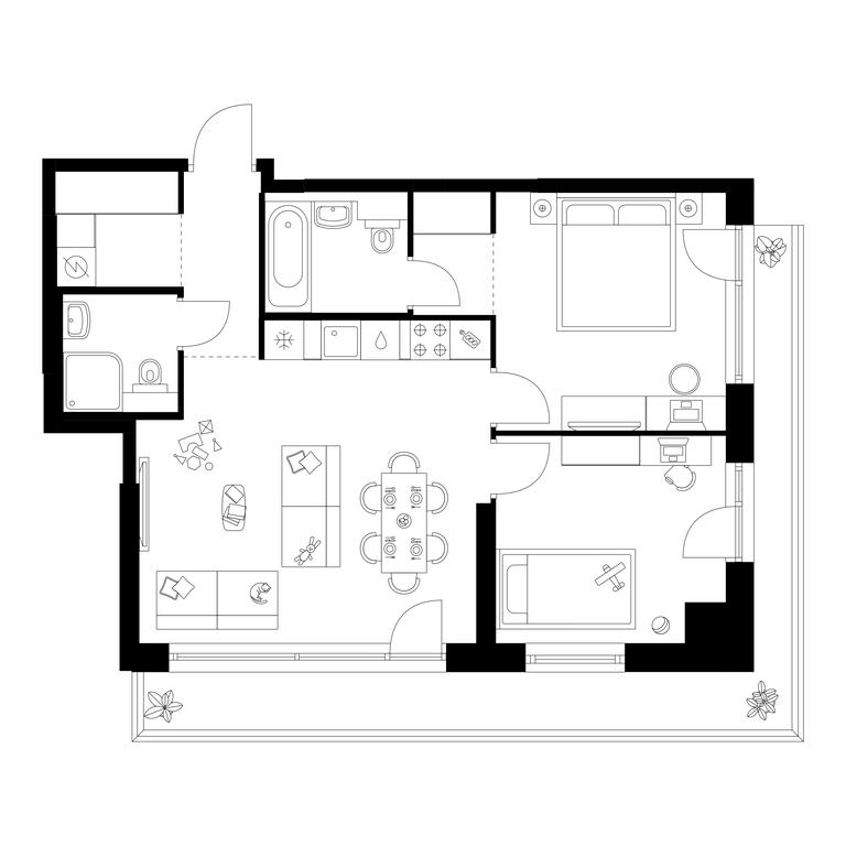 2-BD Apartment Sale, 66.8平方米 at Plehanova 11, Plekhanova Street, 13с6, Moscow, Russia #1