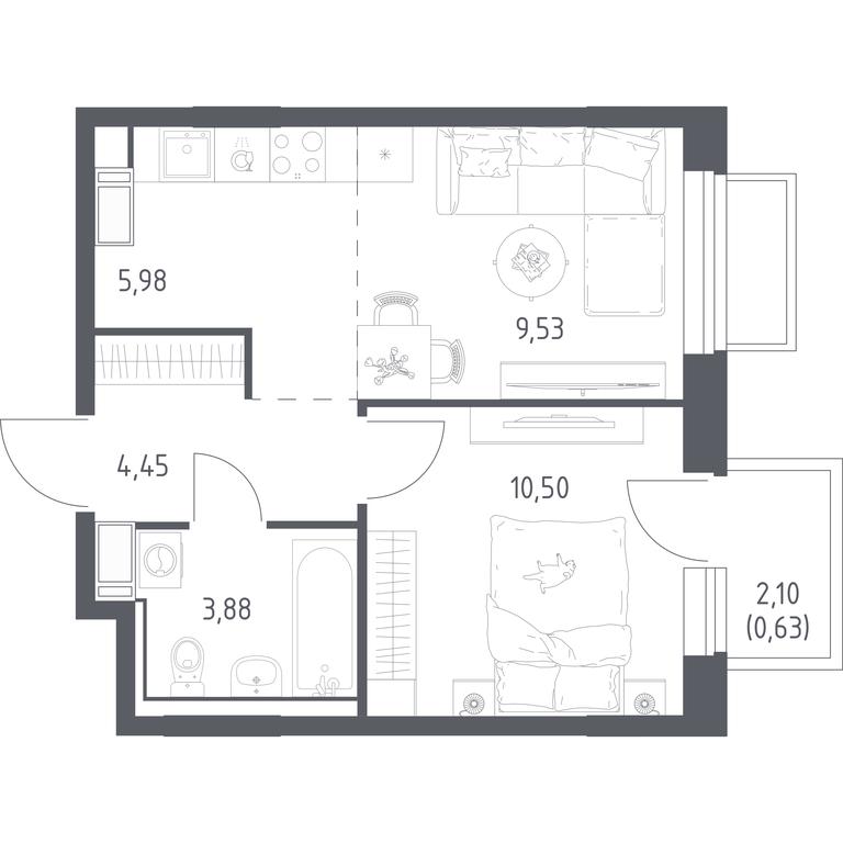 Apartment Sale, 34.97平方米 at Tomilino Park, 1-y kvartal, posyolok Zhilino-1, Lubertsy City District, Moscow Region, Russia #1 Apartment Sale, 34.97平方米 at Tomilino Park, 1-y kvartal, posyolok Zhilino-1, Lubertsy City District, Moscow Region, Russia #1