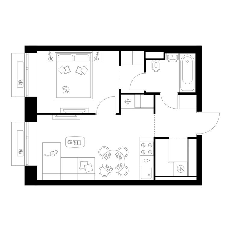 1-BD Apartment Sale, 36.9平方米 at Amurskiy Park, Амурская улица, 2с11, Москва, Россия #1