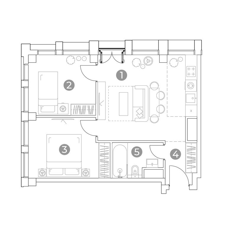 2-BD Apartment Sale, 53 sq. m. at Emotion, 2nd Silikatny Drive, 8, Moscow, Russia #1