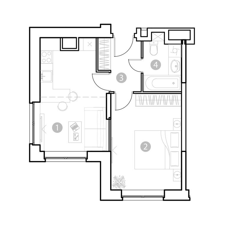 1-BD Apartment Sale, 38.15平方米 at EvoPark Sokolniki, Poteshnaya Street, Moscow, Russia #1