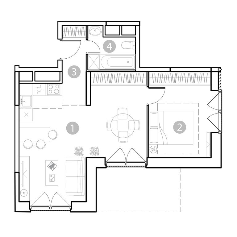 1-BD Apartment Sale, 50.22 sq. m. at EvoPark Sokolniki, Poteshnaya Street, Moscow, Russia #1