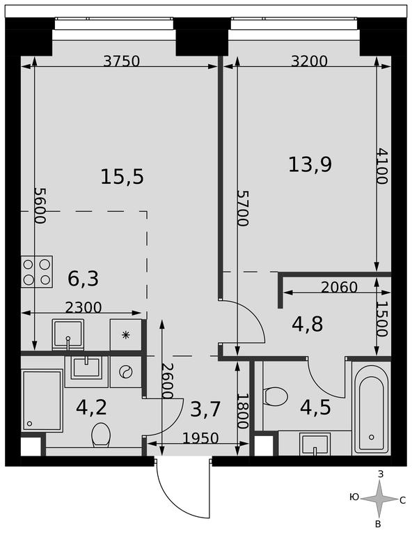 2-BD Apartment Sale, 52.9 sq. m. at Amber City, 3rd Khoroshyovsky Drive, 3А, Moscow, Russia #2