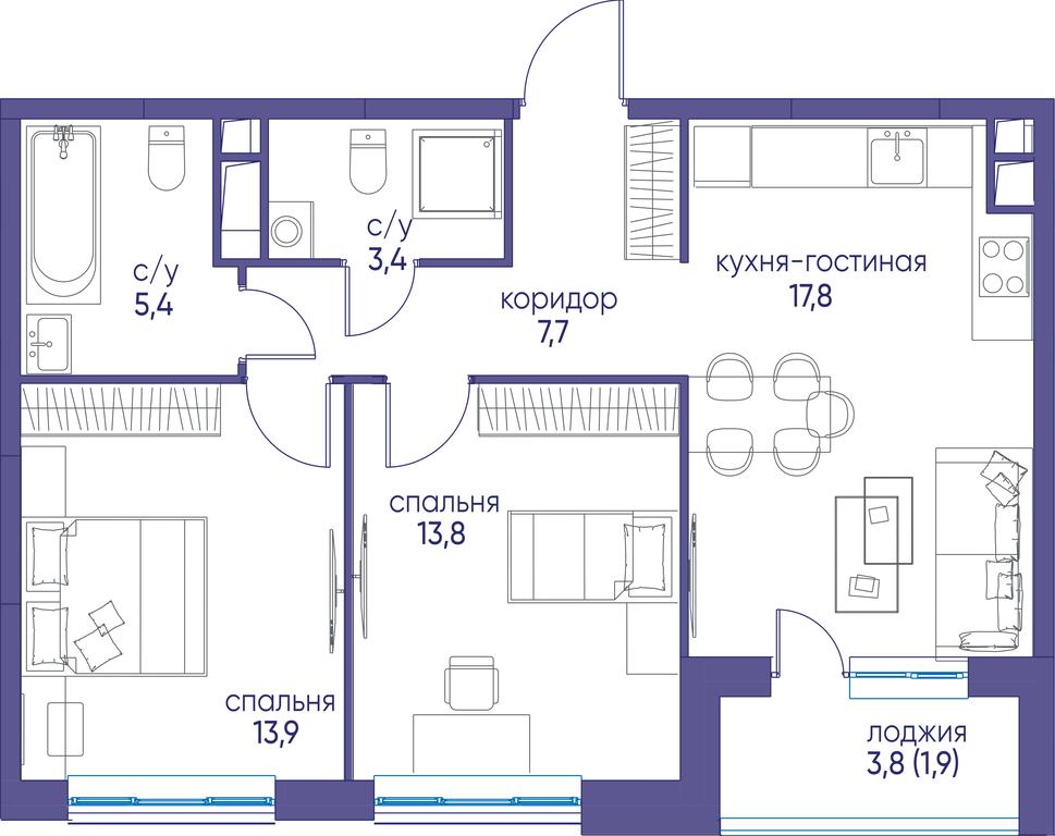 Продажа 2-комн. квартиры, 63,9 м² в ЖК «Остров», улица Нижние Мнёвники, 37Ас4, Москва, Россия #1 Продажа 2-комн. квартиры, 63,9 м² в ЖК «Остров», улица Нижние Мнёвники, 37Ас4, Москва, Россия #1
