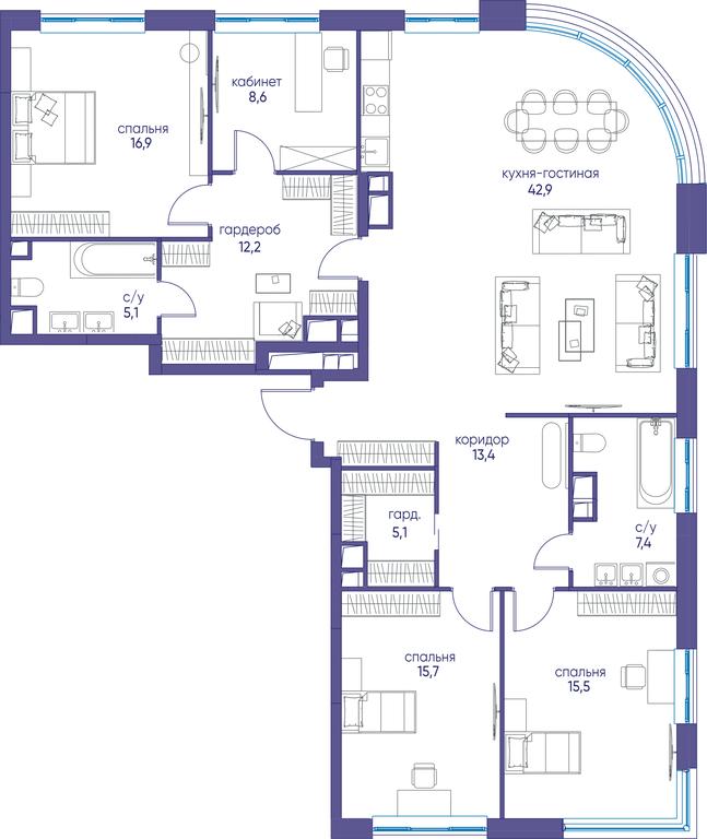 Продажа 4-комн. квартиры, 142,8 м² в ЖК «Остров», улица Нижние Мнёвники, 37Ас4, Москва, Россия #1 Продажа 4-комн. квартиры, 142,8 м² в ЖК «Остров», улица Нижние Мнёвники, 37Ас4, Москва, Россия #1