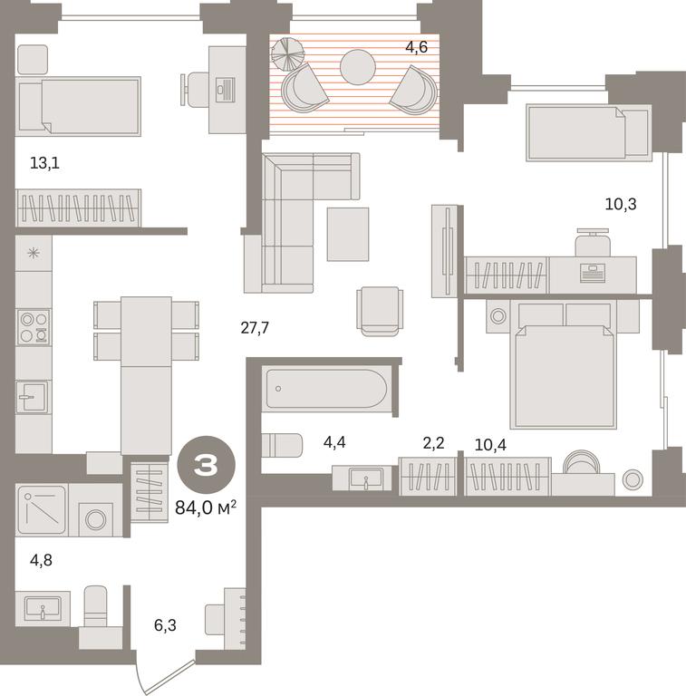 Продажа 3-комн. квартиры, 84 м² в ЖК «Квартал «МОНС»», Огородный проезд, Москва, Россия #1
