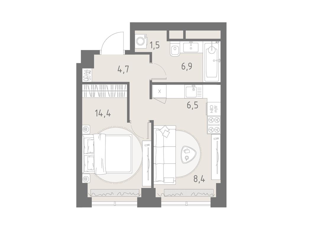 2-BD Apartment Sale, 42.4平方米 at Rodina Park, Vereyskaya Street, 12, Moscow, Russia #2