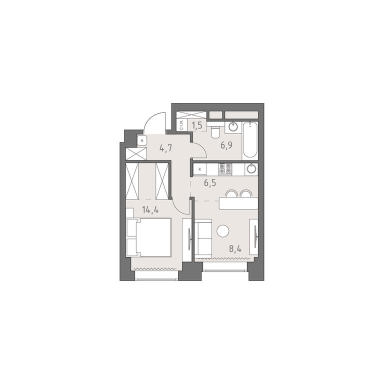 2-BD Apartment Sale, 42.4平方米 at Rodina Park, Vereyskaya Street, 12, Moscow, Russia #1