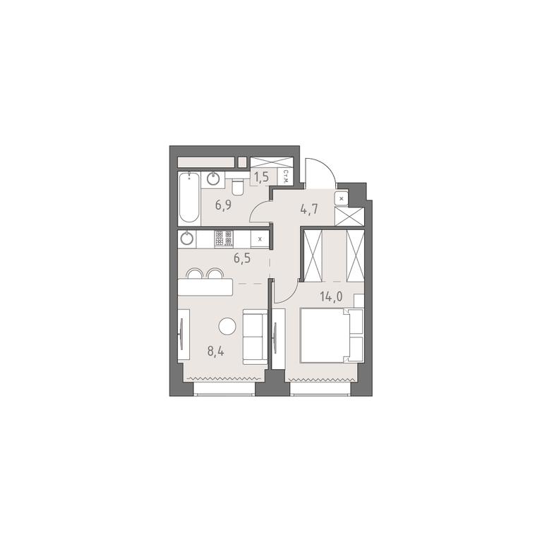 2-BD Apartment Sale, 42平方米 at Rodina Park, Vereyskaya Street, 12, Moscow, Russia #1
