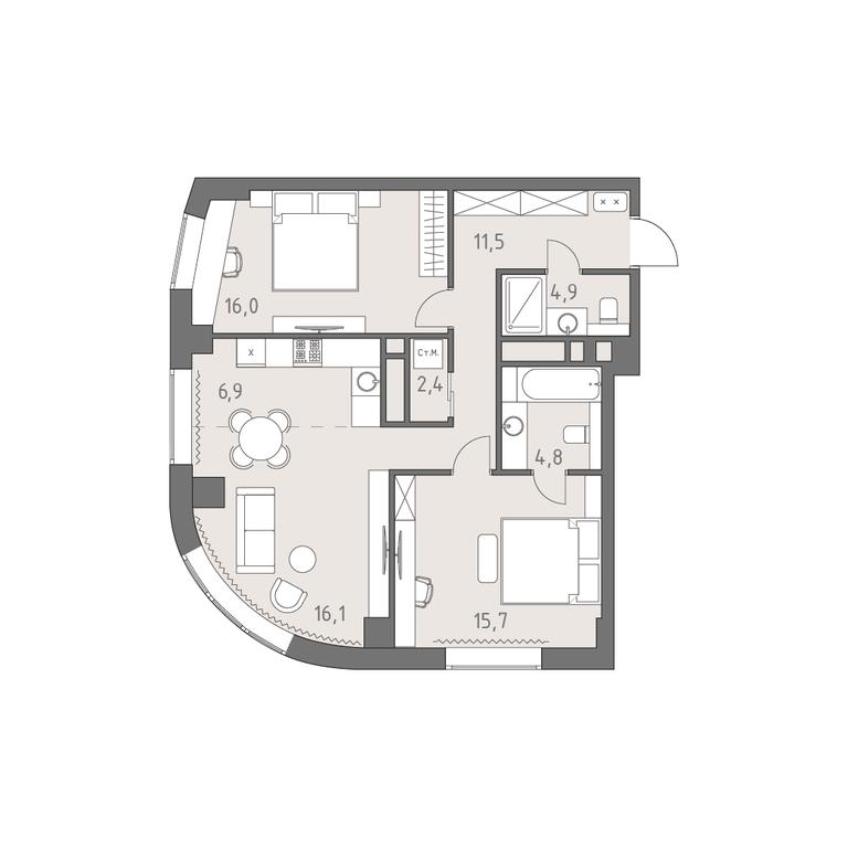 Продажа 3-комн. квартиры, 78,3 м² в ЖК «Родина Парк», Верейская улица, 12, Москва, Россия #1