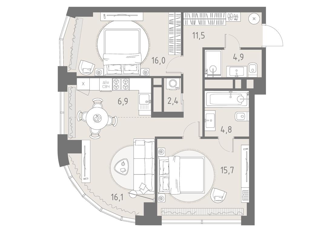 Продажа 3-комн. квартиры, 78,3 м² в ЖК «Родина Парк», Верейская улица, 12, Москва, Россия #2