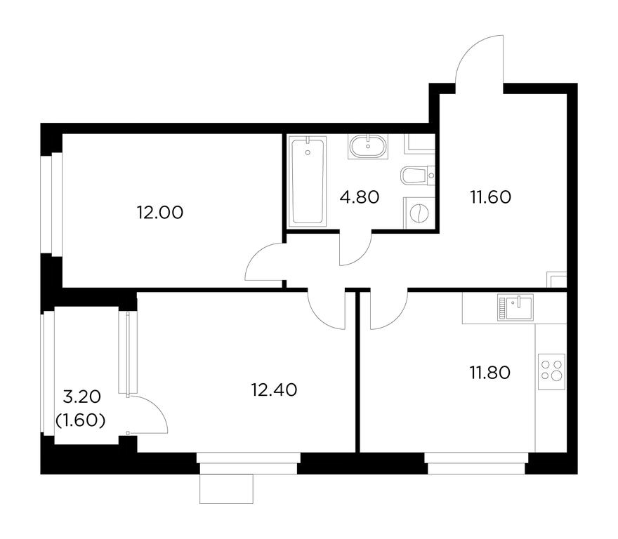 2-BD Apartment Sale, 54.2平方米 at Novoe Medvedkovo, Novoe Medvedkovo Residential Complex, mikrorayon 17A, Mytischi, Moscow Region, Russia #1 2-BD Apartment Sale, 54.2平方米 at Novoe Medvedkovo, Novoe Medvedkovo Residential Complex, mikrorayon 17A, Mytischi, Moscow Region, Russia #1