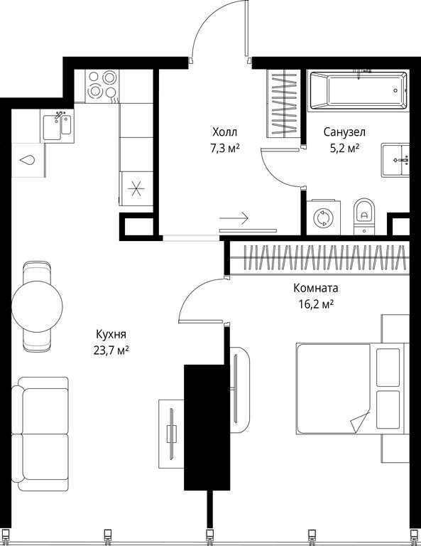 Продажа 1-комн. квартиры, 52,4 м² в ЖК «One», 1-й Красногвардейский проезд, 11, Москва, Россия #1 Продажа 1-комн. квартиры, 52,4 м² в ЖК «One», 1-й Красногвардейский проезд, 11, Москва, Россия #1