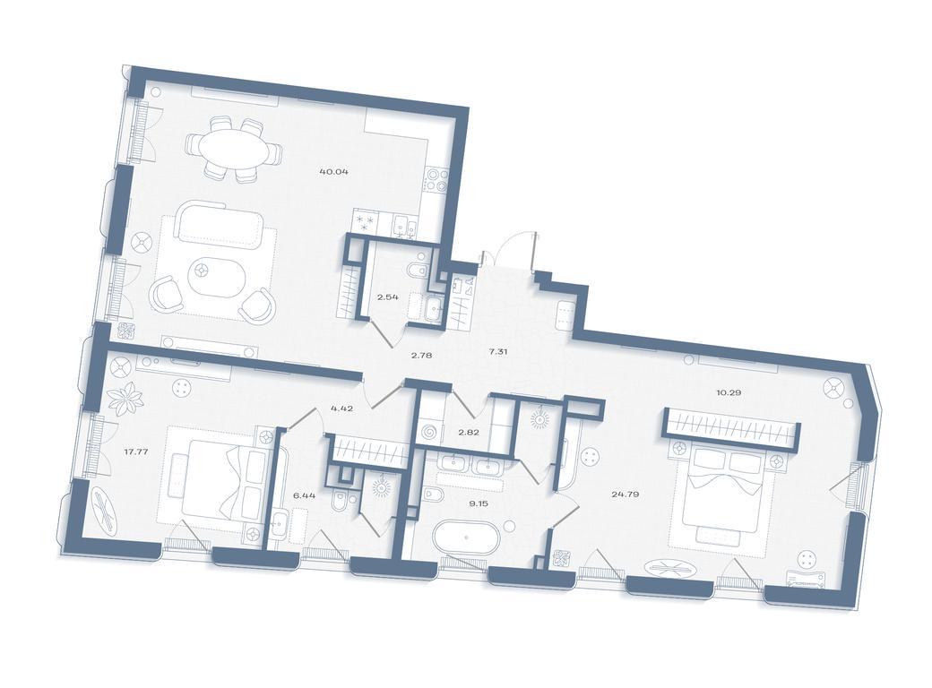 2-BD Apartment Sale, 135.91 sq. m. at Dom Soboleva, Mashkova Street, 18, Moscow, Russia #1