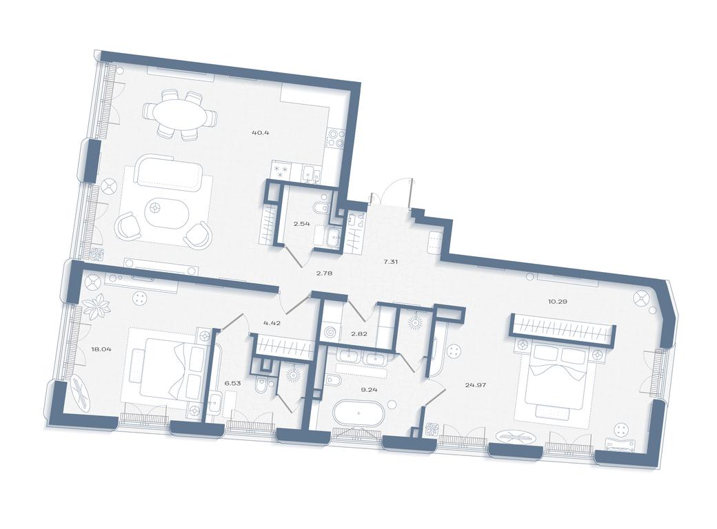 2-BD Apartment Sale, 136.55平方米 at Dom Soboleva, Mashkova Street, 18, Moscow, Russia #1