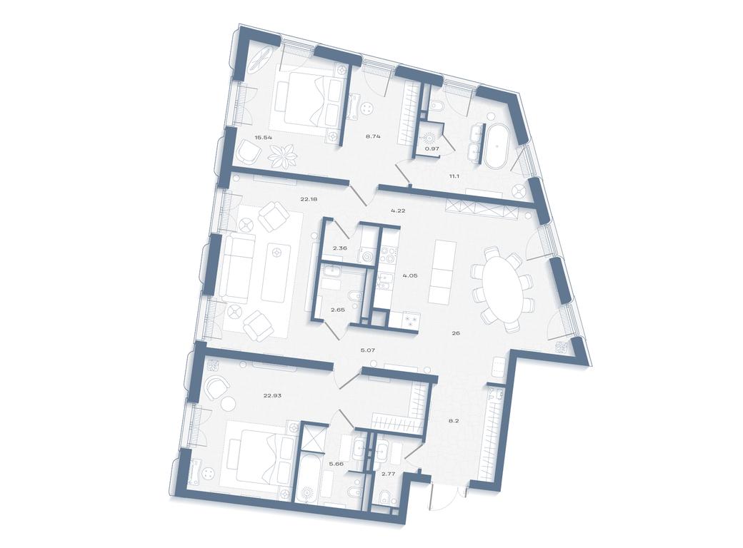 2-BD Apartment Sale, 152.89 sq. m. at Dom Soboleva, Mashkova Street, 18, Moscow, Russia #1 2-BD Apartment Sale, 152.89 sq. m. at Dom Soboleva, Mashkova Street, 18, Moscow, Russia #1