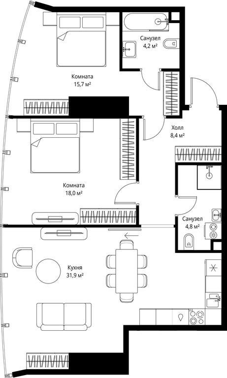 Продажа 2-комн. квартиры, 83 м² в ЖК «One», 1-й Красногвардейский проезд, 11, Москва, Россия #1 Продажа 2-комн. квартиры, 83 м² в ЖК «One», 1-й Красногвардейский проезд, 11, Москва, Россия #1