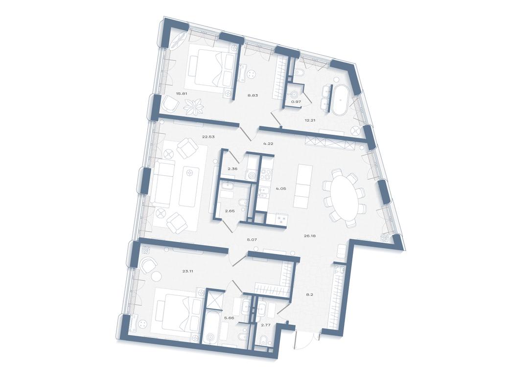 Продажа 2-комн. квартиры, 153,54 м² в ЖК «Дом Соболева», Машкова улица, 18, Москва, Россия #1