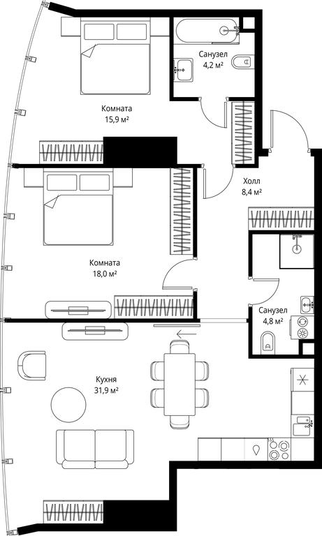 2-BD Apartment Sale, 83.2 sq. m. at One, 1st Krasnogvardeysky Drive, 11, Moscow, Russia #1 2-BD Apartment Sale, 83.2 sq. m. at One, 1st Krasnogvardeysky Drive, 11, Moscow, Russia #1