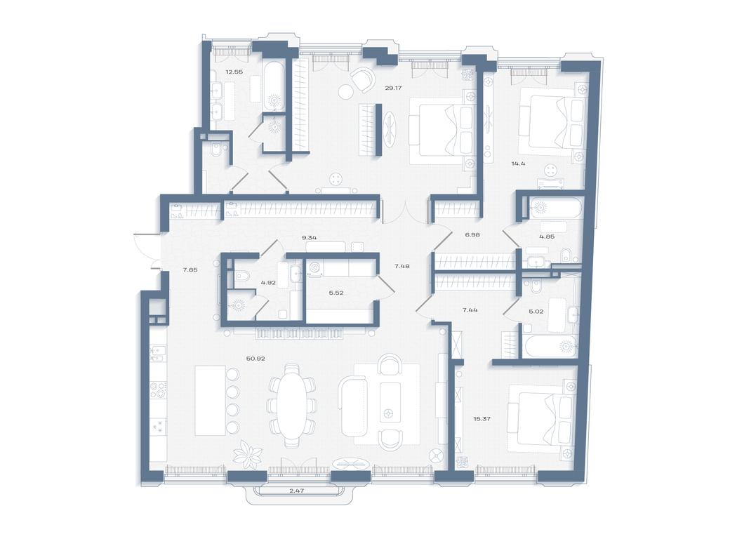 Продажа 3-комн. квартиры, 193,74 м² в ЖК «Дом Соболева», Машкова улица, 18, Москва, Россия #1