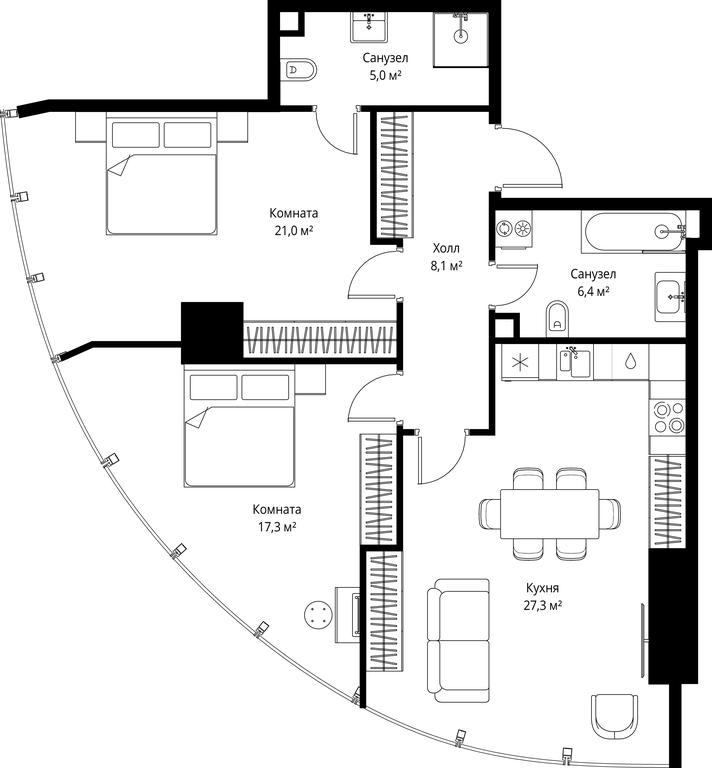 2-BD Apartment Sale, 85.1 sq. m. at One, 1st Krasnogvardeysky Drive, 11, Moscow, Russia #1 2-BD Apartment Sale, 85.1 sq. m. at One, 1st Krasnogvardeysky Drive, 11, Moscow, Russia #1