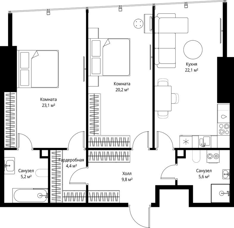 Продажа 2-комн. квартиры, 90,4 м² в ЖК «One», 1-й Красногвардейский проезд, 11, Москва, Россия #1 Продажа 2-комн. квартиры, 90,4 м² в ЖК «One», 1-й Красногвардейский проезд, 11, Москва, Россия #1