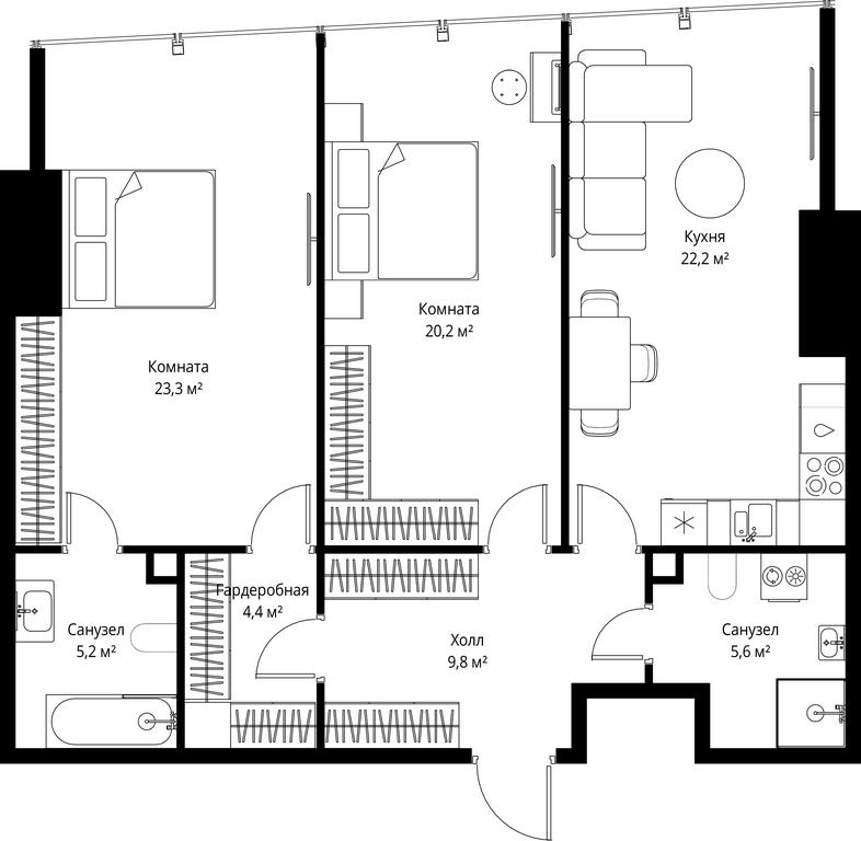 Продажа 2-комн. квартиры, 90,7 м² в ЖК «One», 1-й Красногвардейский проезд, 11, Москва, Россия #1 Продажа 2-комн. квартиры, 90,7 м² в ЖК «One», 1-й Красногвардейский проезд, 11, Москва, Россия #1