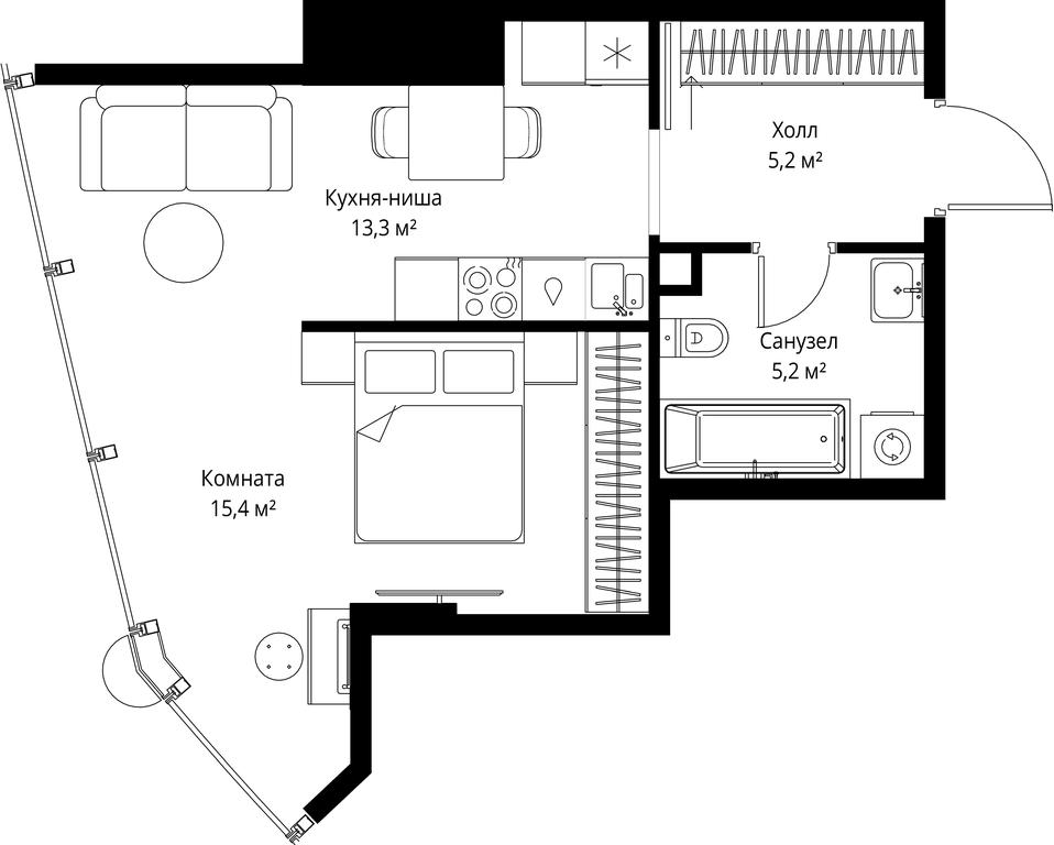 Продажа 1-комн. квартиры, 39,1 м² в ЖК «One», 1-й Красногвардейский проезд, 11, Москва, Россия #1 Продажа 1-комн. квартиры, 39,1 м² в ЖК «One», 1-й Красногвардейский проезд, 11, Москва, Россия #1