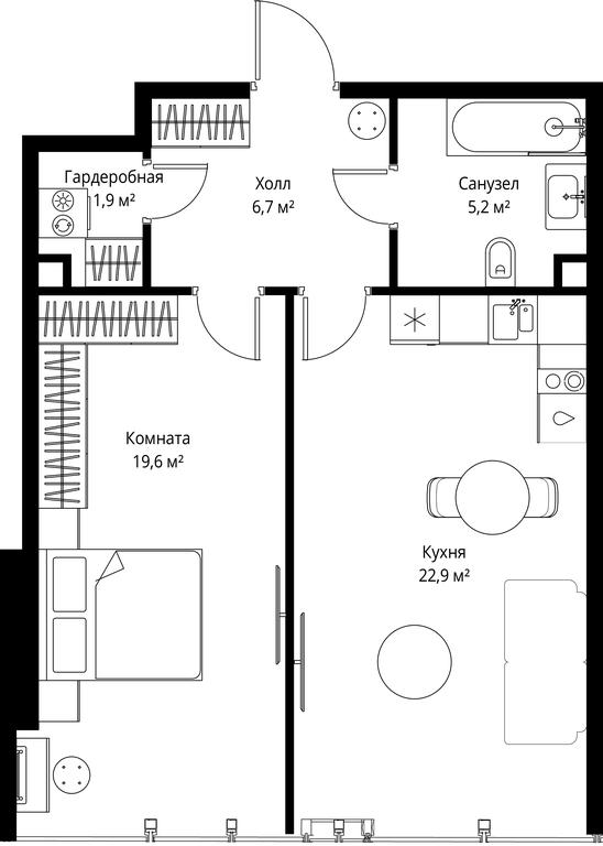 1-BD Apartment Sale, 56.3 sq. m. at One, 1st Krasnogvardeysky Drive, 11, Moscow, Russia #1