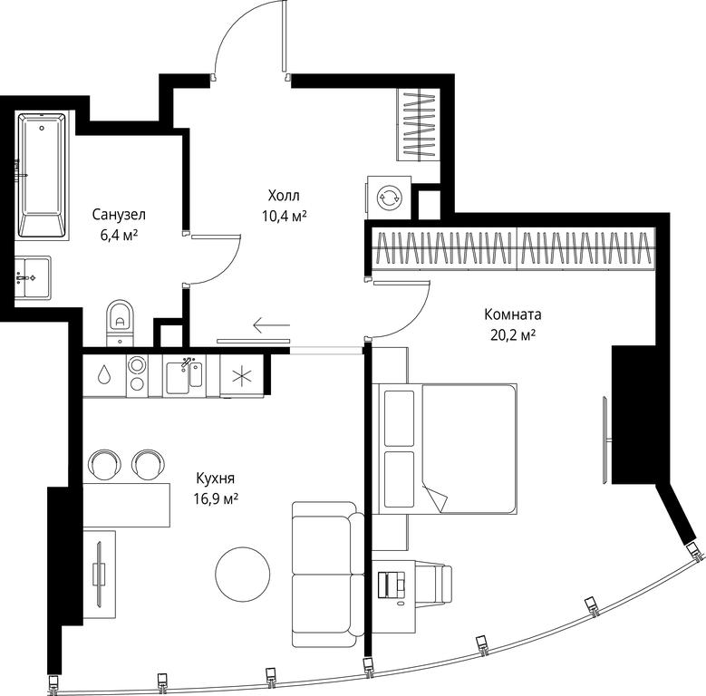 1-BD Apartment Sale, 53.9平方米 at One, 1st Krasnogvardeysky Drive, 11, Moscow, Russia #1 1-BD Apartment Sale, 53.9平方米 at One, 1st Krasnogvardeysky Drive, 11, Moscow, Russia #1