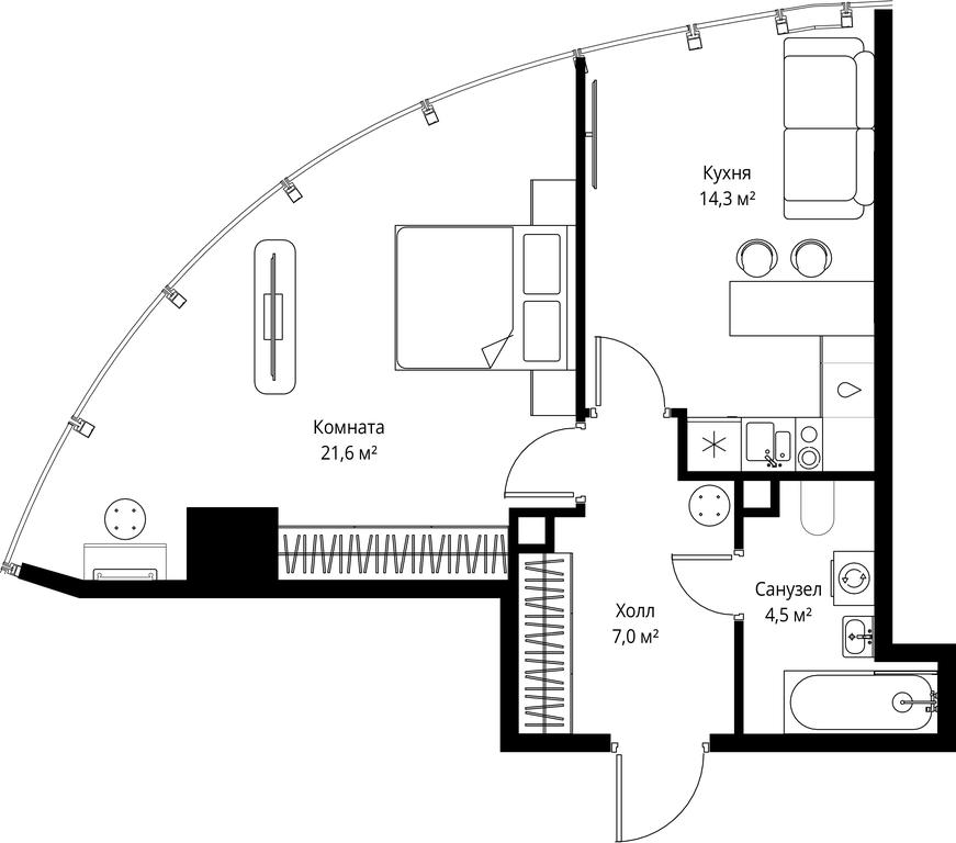 Продажа 1-комн. квартиры, 47,4 м² в ЖК «One», 1-й Красногвардейский проезд, 11, Москва, Россия #1 Продажа 1-комн. квартиры, 47,4 м² в ЖК «One», 1-й Красногвардейский проезд, 11, Москва, Россия #1