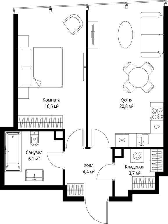 Продажа 1-комн. квартиры, 51,5 м² в ЖК «One», 1-й Красногвардейский проезд, 11, Москва, Россия #1