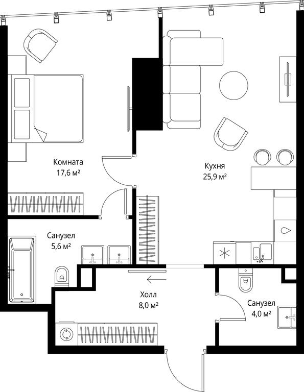 1-BD Apartment Sale, 61.1平方米 at One, 1st Krasnogvardeysky Drive, 11, Moscow, Russia #1 1-BD Apartment Sale, 61.1平方米 at One, 1st Krasnogvardeysky Drive, 11, Moscow, Russia #1